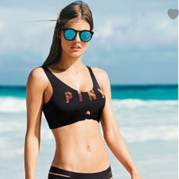 New Victoria’s Secret PINK Front Tie Crop Swim Top